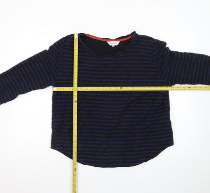 Brora Women's Blue Striped Long Sleeve Cotton Jersey Top Size 16