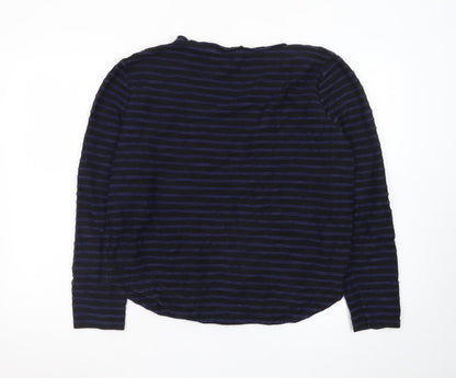Brora Women's Blue Striped Long Sleeve Cotton Jersey Top Size 16