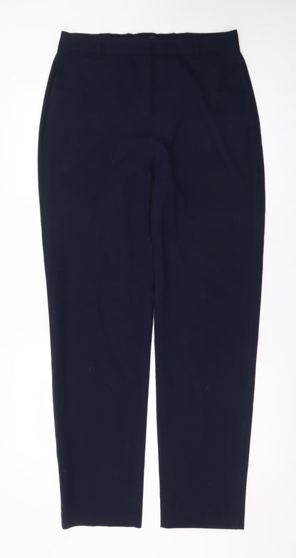 Marks and Spencer Women Dark Navy Trousers Size 12 Long Polyester Viscose Blend