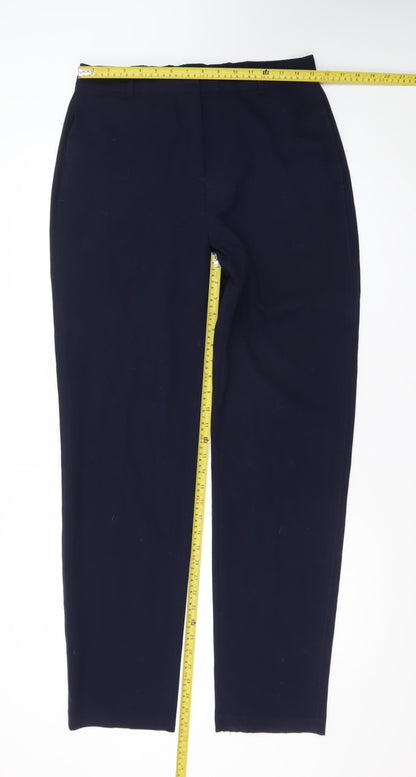 Marks and Spencer Women Dark Navy Trousers Size 12 Long Polyester Viscose Blend