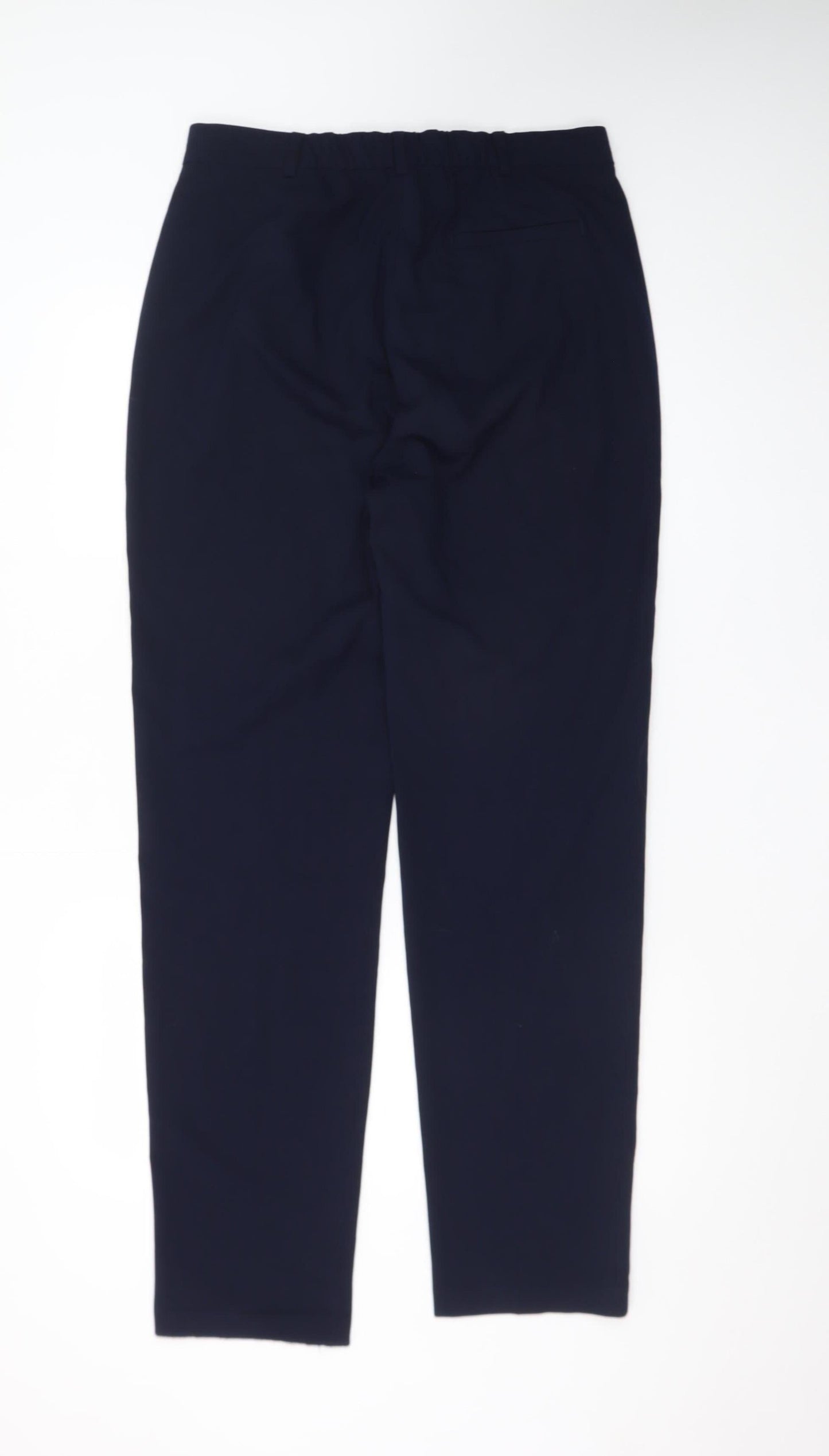 Marks and Spencer Women Dark Navy Trousers Size 12 Long Polyester Viscose Blend