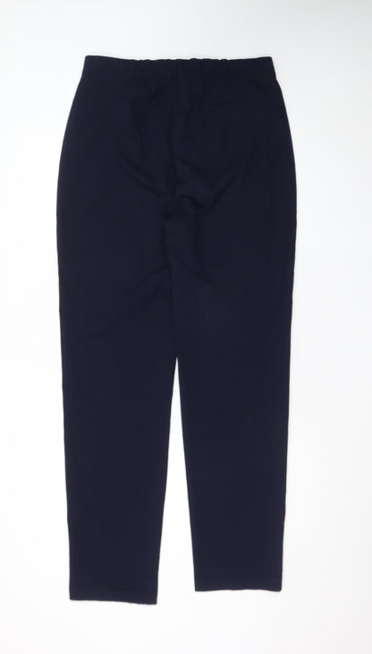 Marks and Spencer Women Dark Navy Trousers Size 12 Long Polyester Viscose Blend