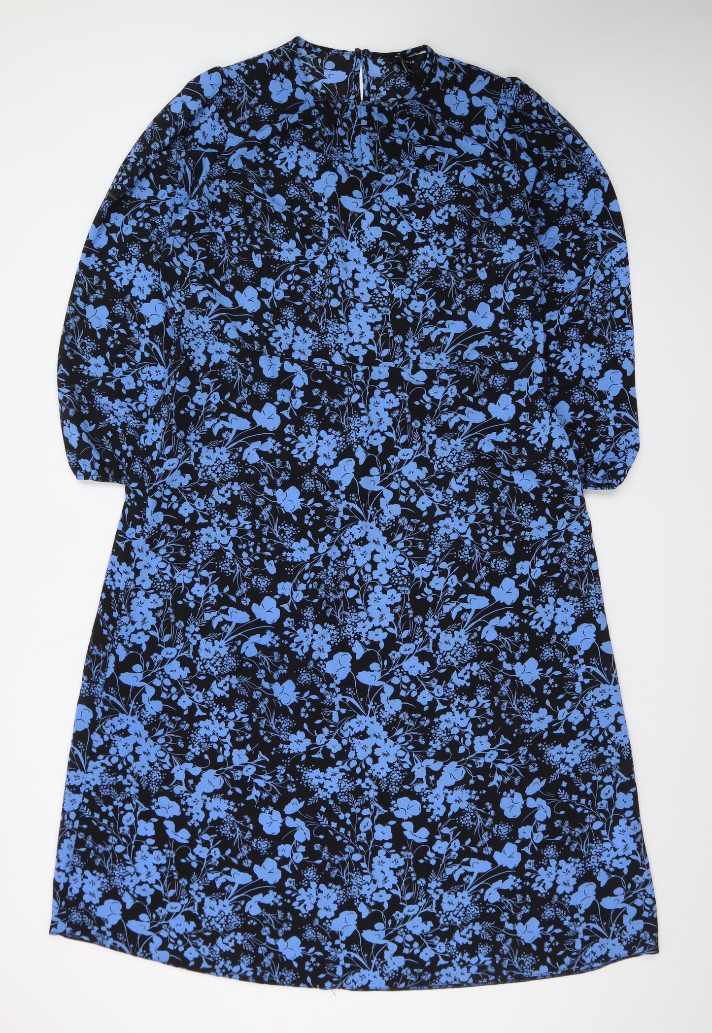 New Look Women’s Blue Floral Shift Dress Size 18 Long Sleeve