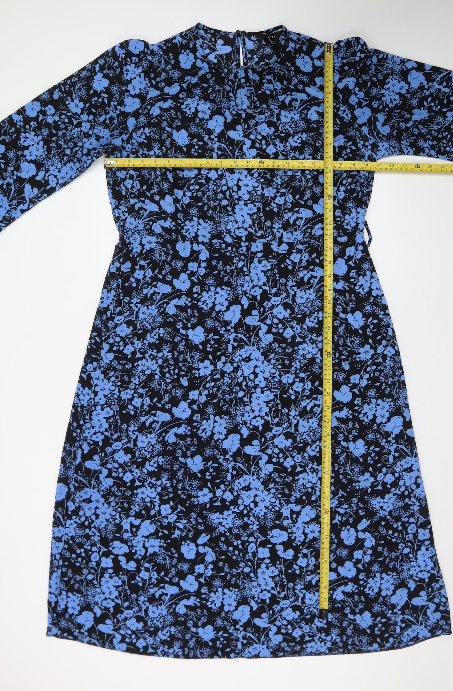 New Look Women’s Blue Floral Shift Dress Size 18 Long Sleeve
