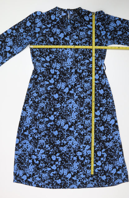 New Look Women’s Blue Floral Shift Dress Size 18 Long Sleeve