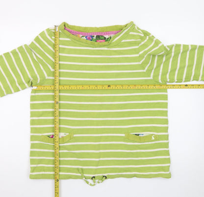Joules Womens Green Striped Long Sleeve Cotton Top Size 14
