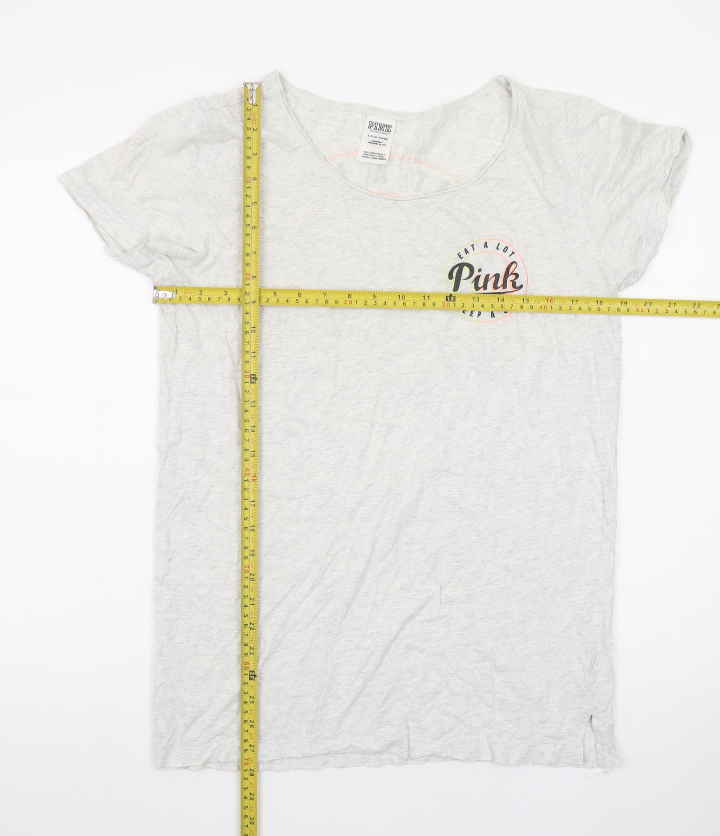 Victoria's Secret Pink Women's Grey Cotton T-Shirt Size S