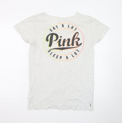 Victoria's Secret Pink Women's Grey Cotton T-Shirt Size S