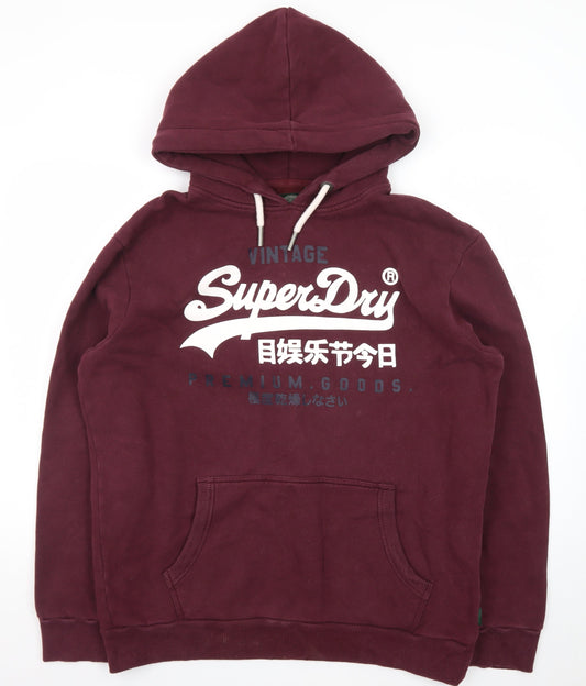 Superdry Men's Red 2XL Pullover Hoodie Vintage Graphic Print