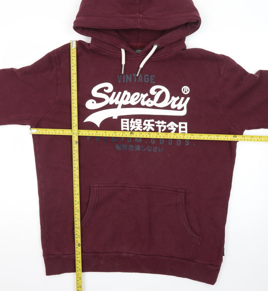 Superdry Men's Red 2XL Pullover Hoodie Vintage Graphic Print