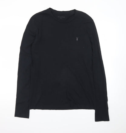 AllSaints Men's Black Long Sleeve Crew Neck Cotton T-Shirt Size S