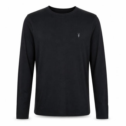 AllSaints Men's Black Long Sleeve Crew Neck Cotton T-Shirt Size S