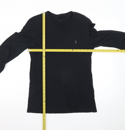 AllSaints Men's Black Long Sleeve Crew Neck Cotton T-Shirt Size S