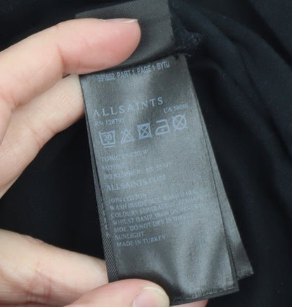 AllSaints Men's Black Long Sleeve Crew Neck Cotton T-Shirt Size S
