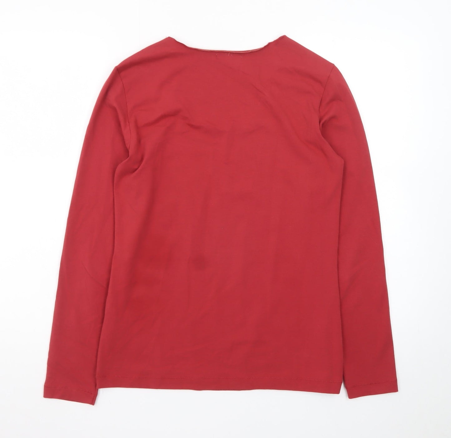 Sandwich Women Red Long Sleeve Scoop Neck Cotton T-Shirt L