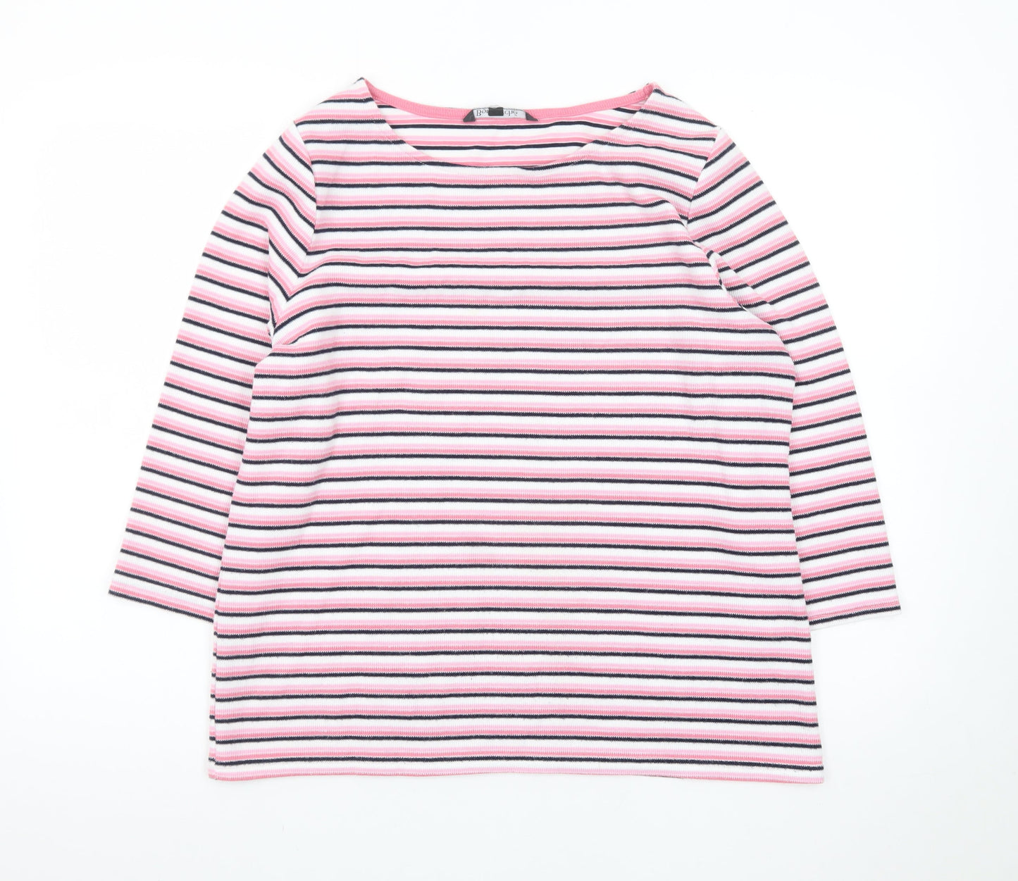 Bonmarché Women’s Pink Striped 3/4 Sleeve Jersey T-Shirt Size 16