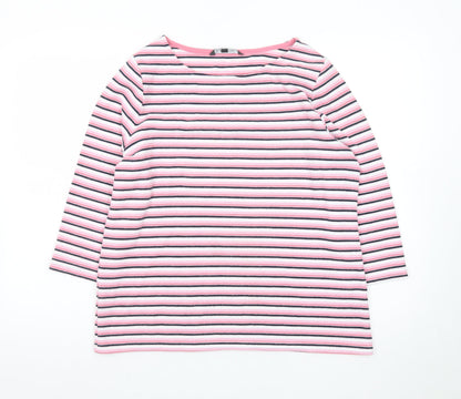 Bonmarché Women’s Pink Striped 3/4 Sleeve Jersey T-Shirt Size 16