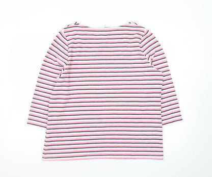 Bonmarché Women’s Pink Striped 3/4 Sleeve Jersey T-Shirt Size 16