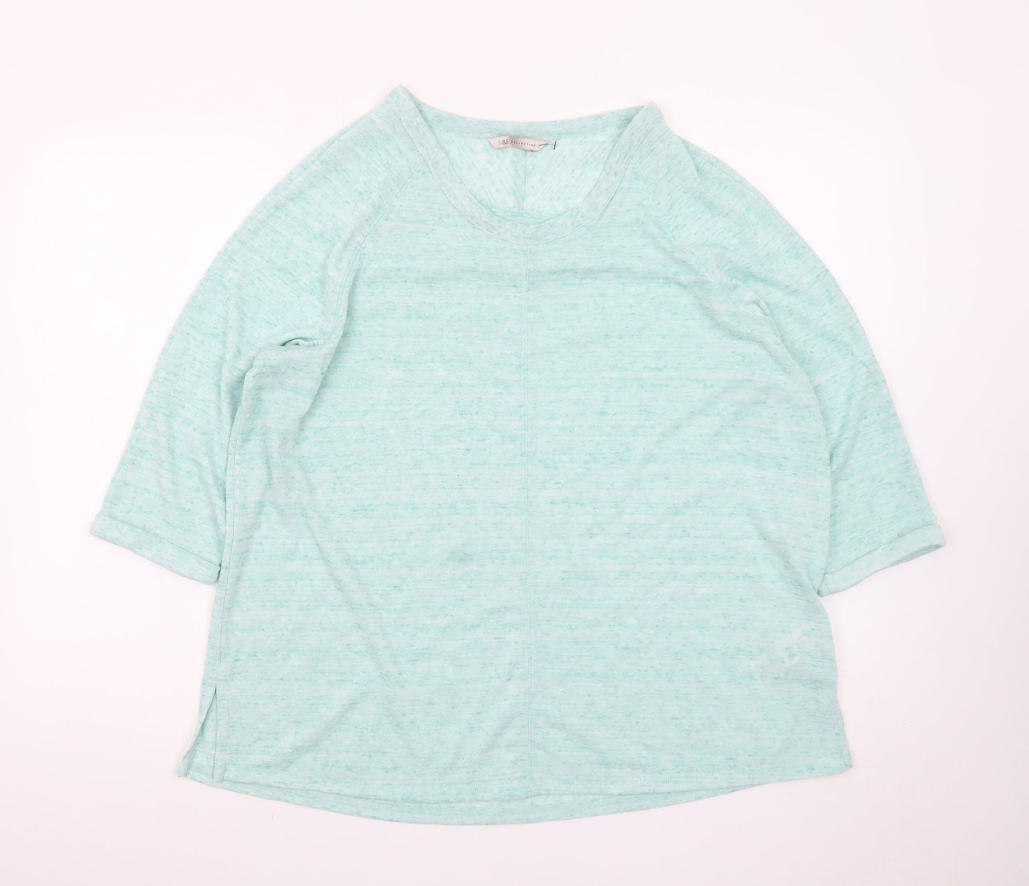 Marks and Spencer Women's Green Relaxed 3/4 Sleeve Basic T-Shirt Size 20
