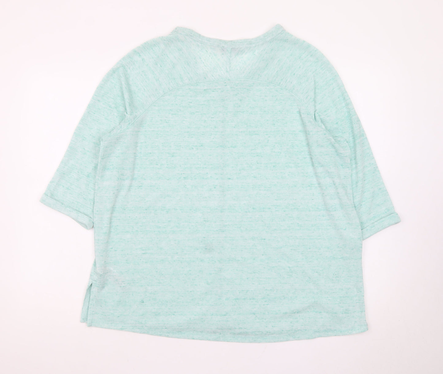 Marks and Spencer Women's Green Relaxed 3/4 Sleeve Basic T-Shirt Size 20