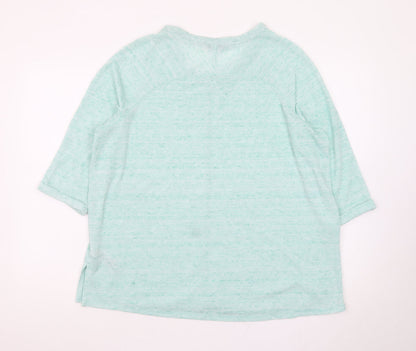 Marks and Spencer Women's Green Relaxed 3/4 Sleeve Basic T-Shirt Size 20