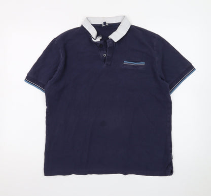 Ben Sherman Men's Blue Cotton Short Sleeve Polo Shirt L