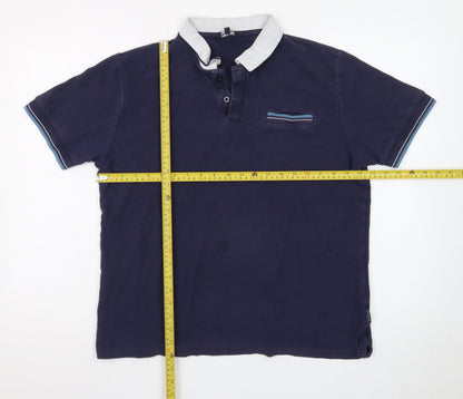 Ben Sherman Men's Blue Cotton Short Sleeve Polo Shirt L