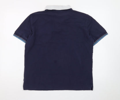 Ben Sherman Men's Blue Cotton Short Sleeve Polo Shirt L