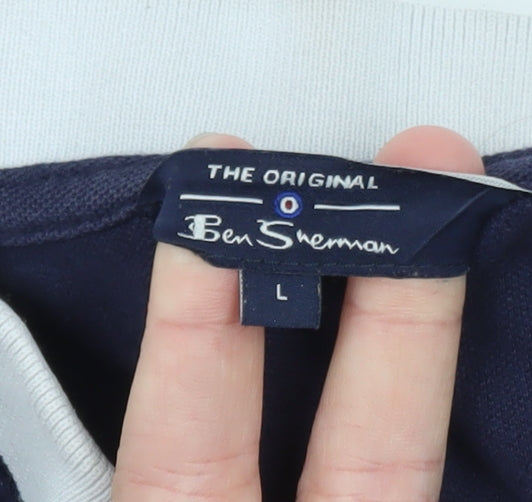Ben Sherman Men's Blue Cotton Short Sleeve Polo Shirt L