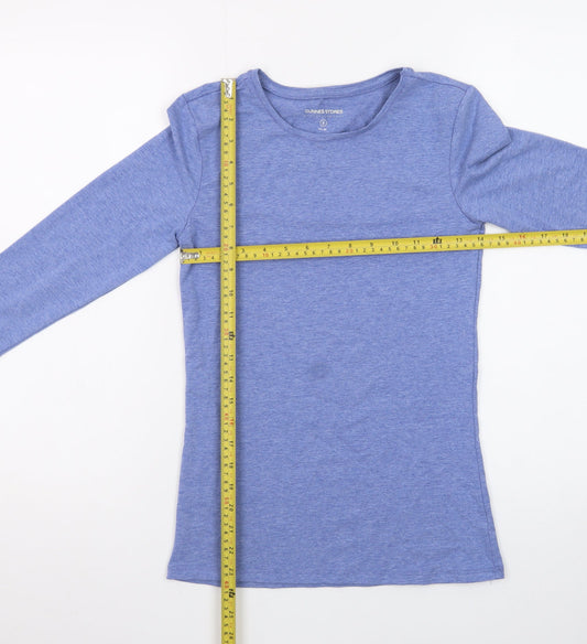 Dunnes Stores Women’s Blue Long Sleeve Basic Cotton T-Shirt Size 8