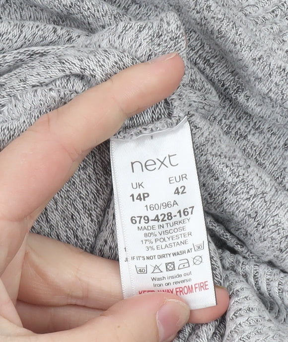 Next Women’s Grey Knit Long Sleeve Crew Neck Basic Top Size 14P