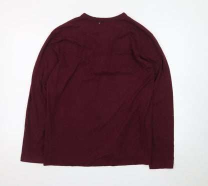 Eddie Bauer Men’s Red Long Sleeve Henley T-Shirt Size M Cotton Blend