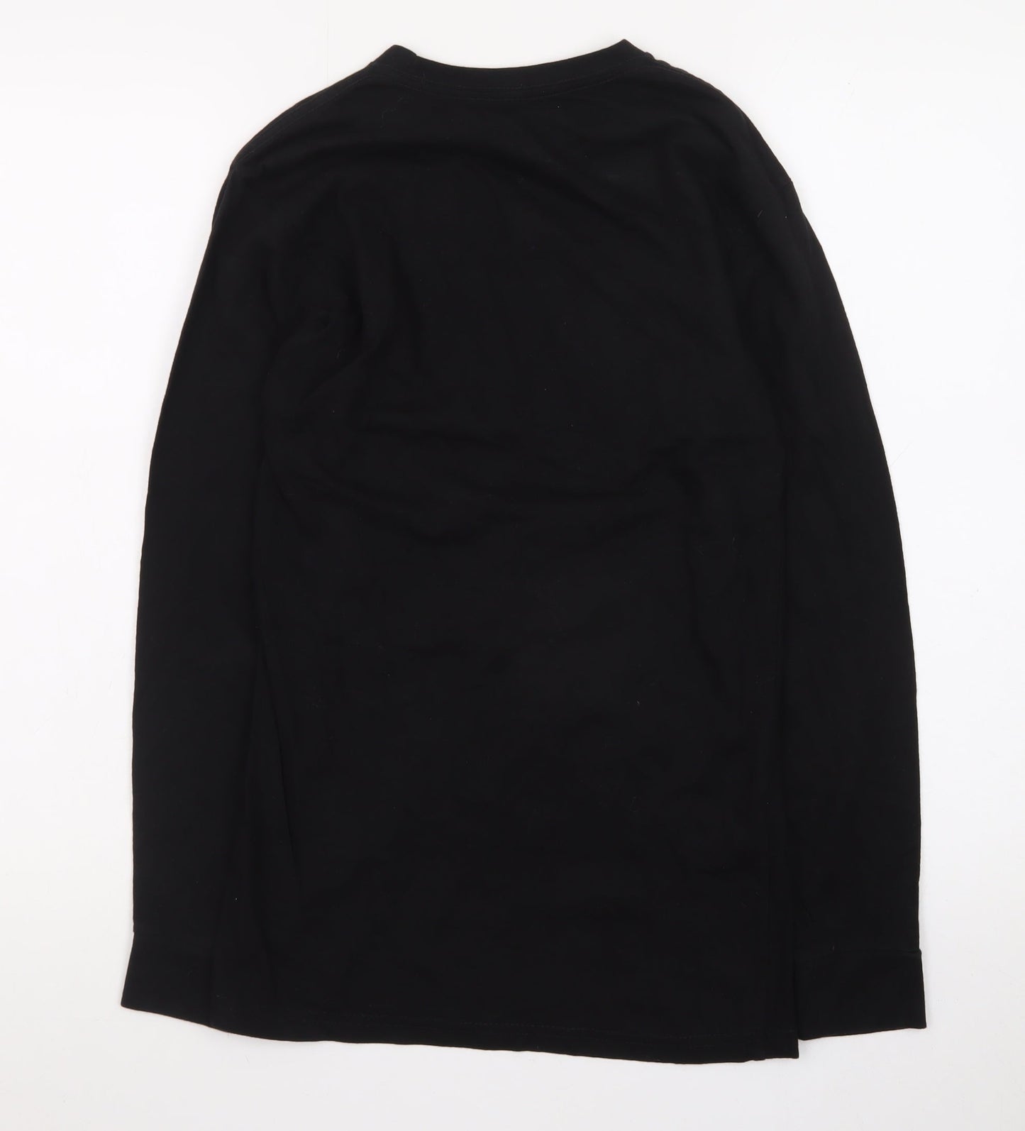 Eight Men's Black Long Sleeve Rose Embroidered Cotton T-Shirt Size S