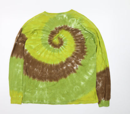 Hanes Heavyweight Men's XL Tie-Dye Long Sleeve T-Shirt Green Brown Retro