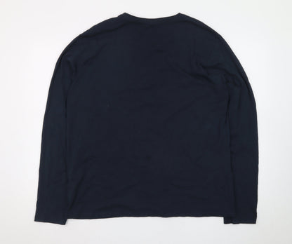 La Redoute Collections Men’s Blue 2XL Long Sleeve Cotton T-Shirt