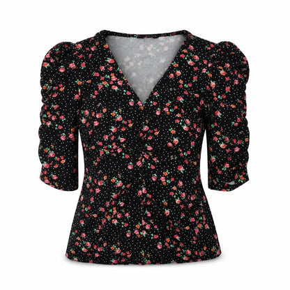 Sosandar Women’s Black Floral Wrap Blouse Size 14 Viscose 3/4 Sleeve