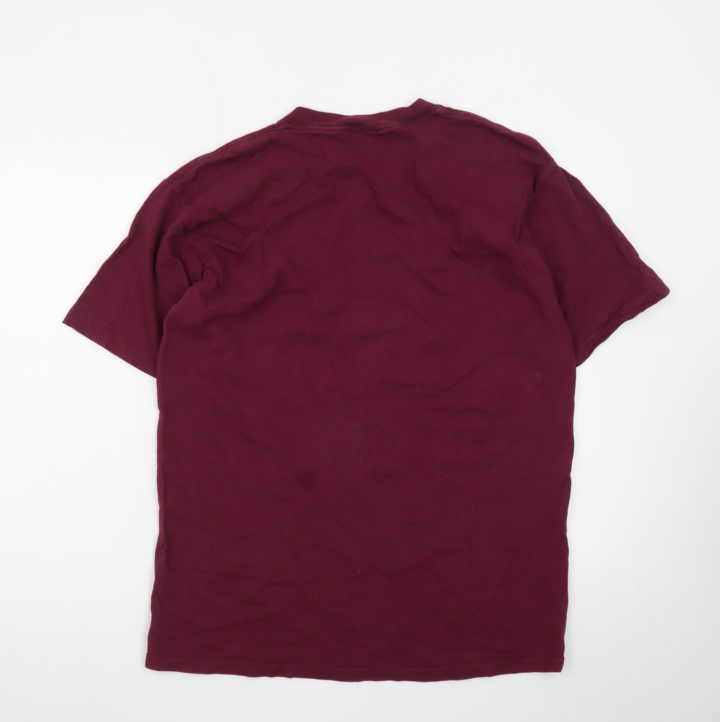 Bellagio Men's Red Embroidered Crew Neck Cotton T-Shirt L