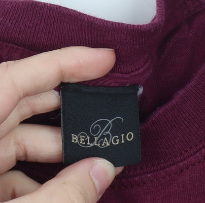 Bellagio Men's Red Embroidered Crew Neck Cotton T-Shirt L