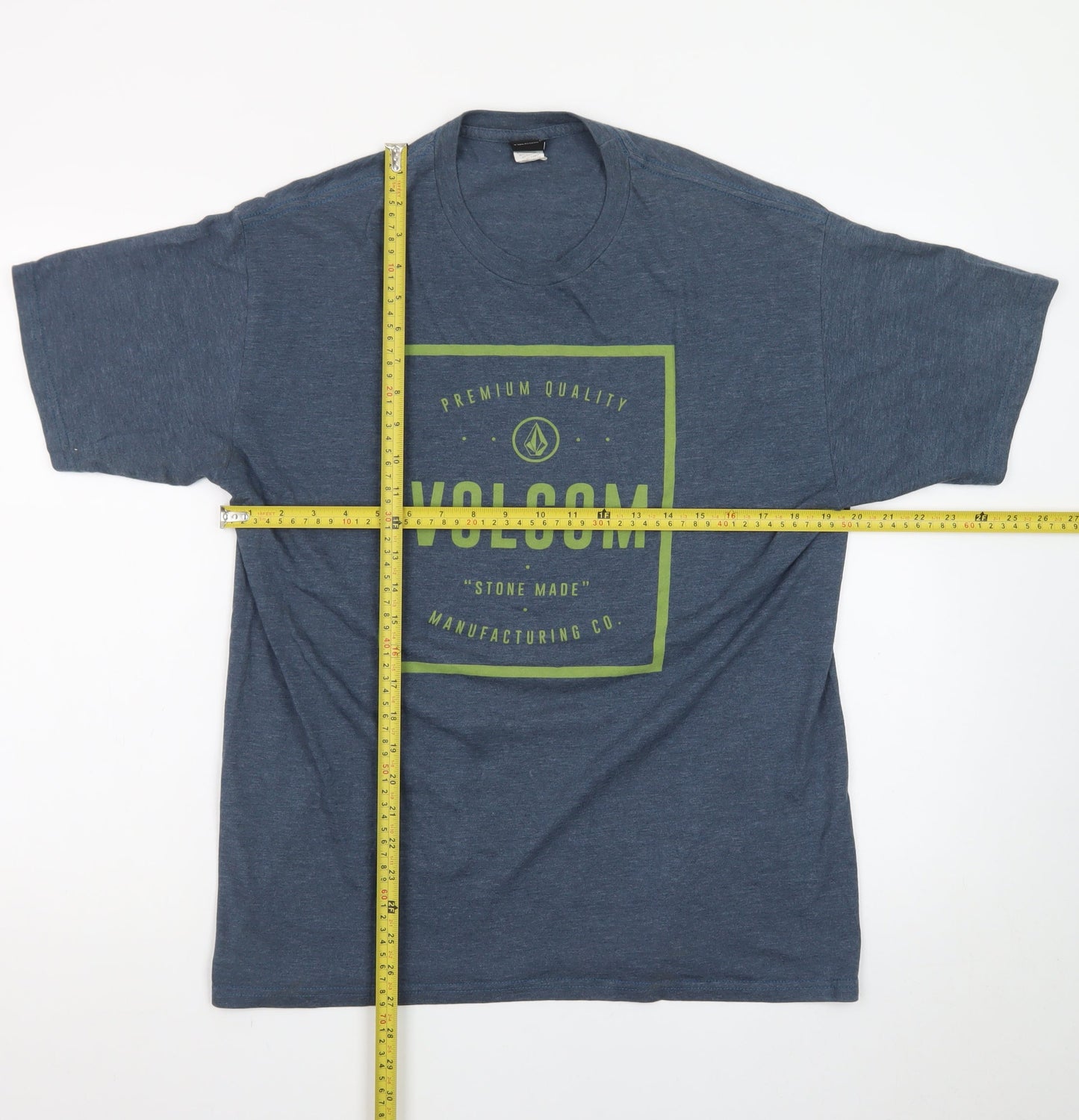 Volcom Men's Blue Graphic Logo Crew Neck Cotton Blend T-Shirt Size L