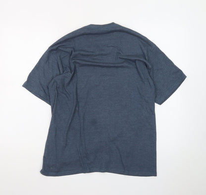 Volcom Men's Blue Graphic Logo Crew Neck Cotton Blend T-Shirt Size L
