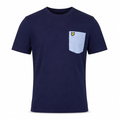 Lyle & Scott Men's Blue Colourblock Pocket Cotton T-Shirt Size S