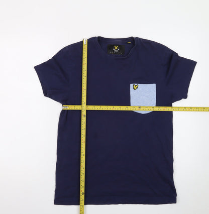Lyle & Scott Men's Blue Colourblock Pocket Cotton T-Shirt Size S
