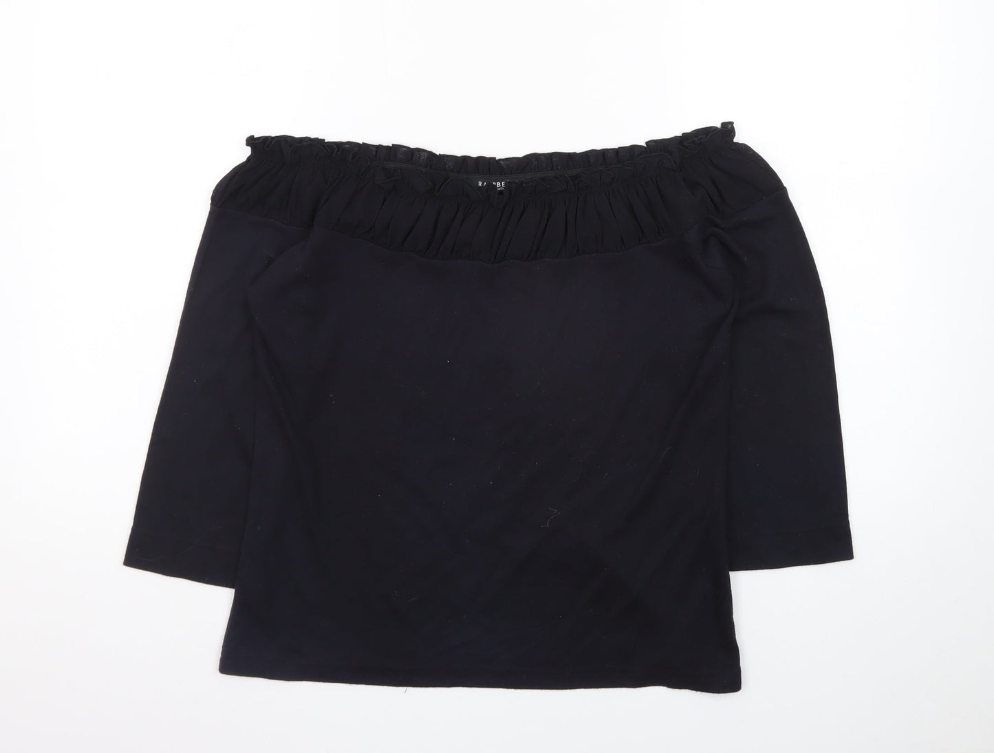 Raspberry Collection Women Black Off Shoulder 3/4 Sleeve Tunic Blouse Size 14