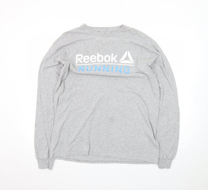 Reebok Men's Grey Long Sleeve Running T-Shirt Size L