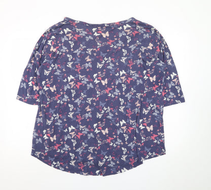 Yours Womens Blue Butterfly Print Short Sleeve Tunic Blouse Size 22