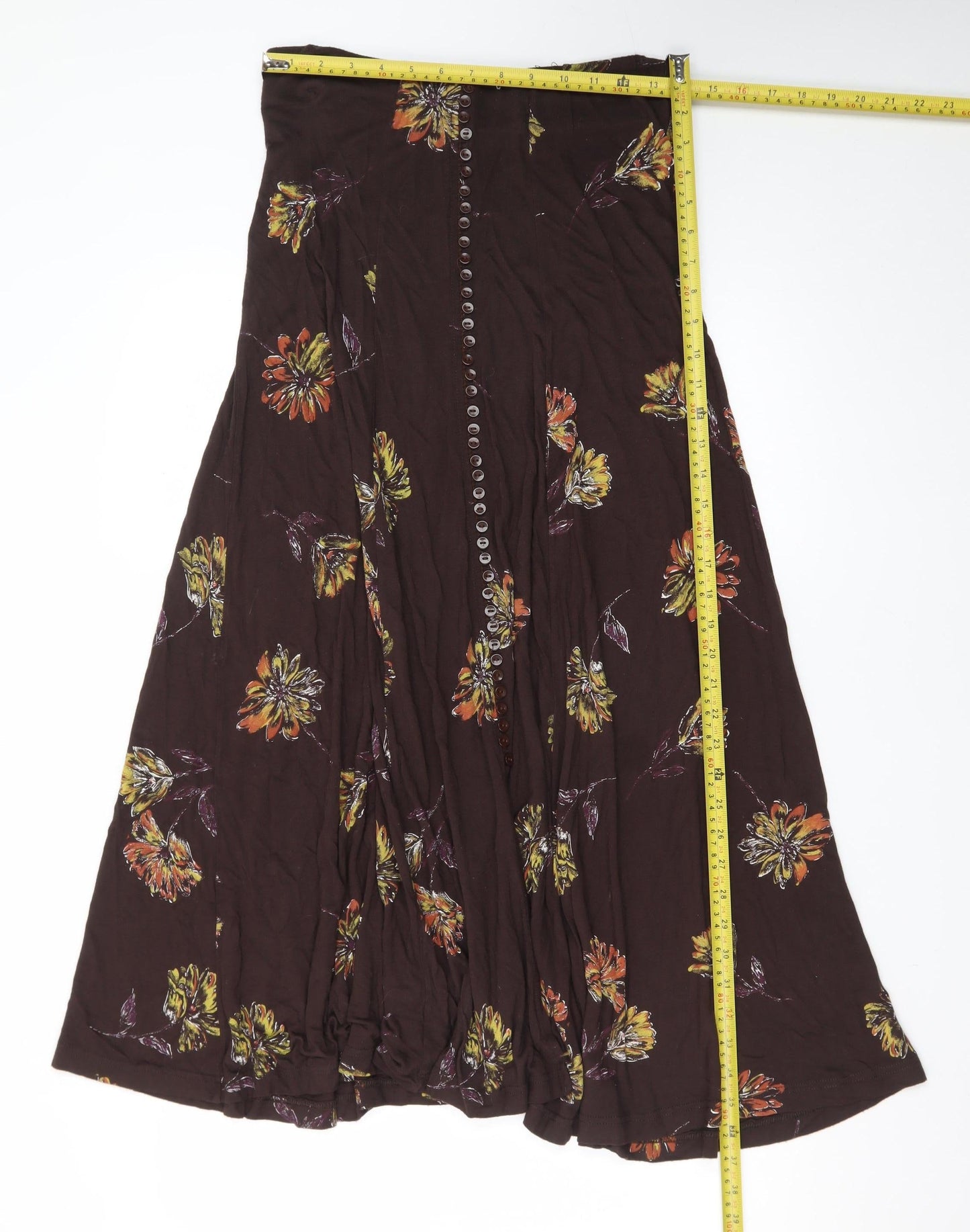 Dorothy Perkins Women’s Brown Floral A-Line Midi Skirt UK 14