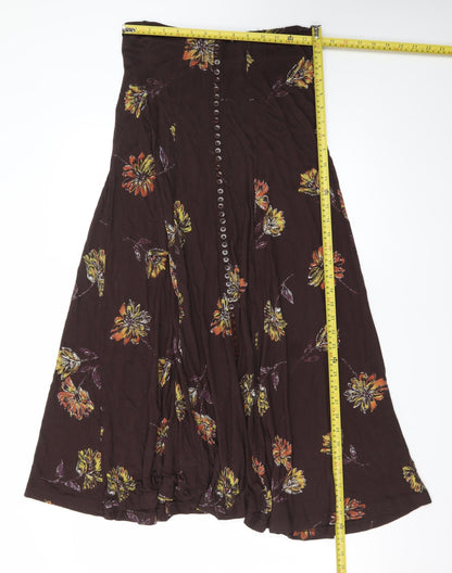 Dorothy Perkins Women’s Brown Floral A-Line Midi Skirt UK 14