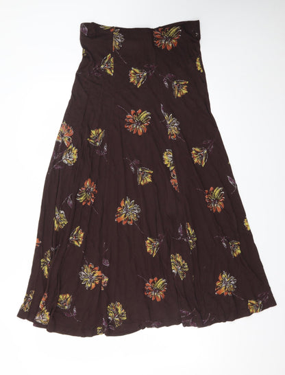 Dorothy Perkins Women’s Brown Floral A-Line Midi Skirt UK 14