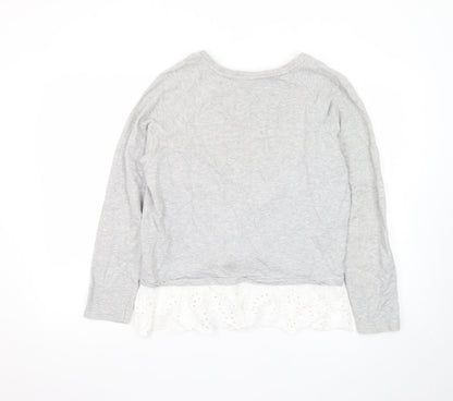 JDY Women's Grey Ruffle Hem Long Sleeve Tunic Blouse Size M
