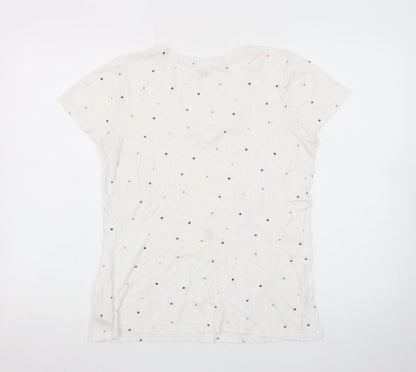 GAP Women's White Star Print V-Neck Cotton T-Shirt Size M